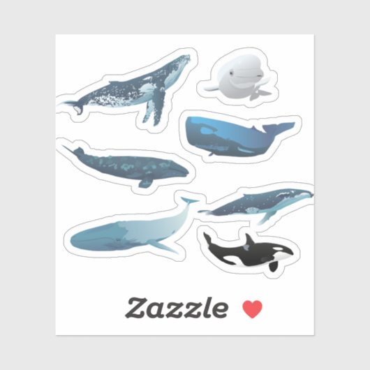 Sticker Diverses baleines (Feuille)
