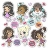 Sticker Diverses filles Anime amis (Devant)