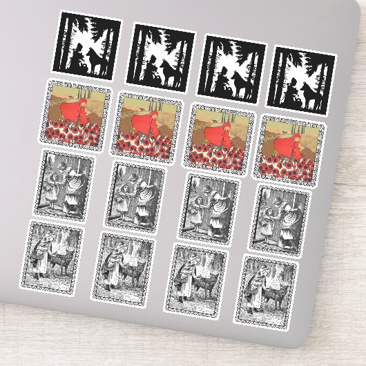 Sticker Diverses Petites Cabanes Rouges Avec Scènes De Lou (Détail)