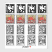 Sticker Diverses Petites Cabanes Rouges Avec Scènes De Lou (Feuille)