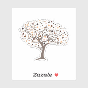 Sticker Diversité Coeurs Arbre Tons Peau Une famille humai