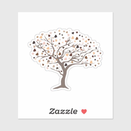 Sticker Diversité Coeurs Arbre Tons Peau Une famille humai (Feuille)