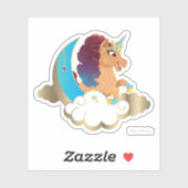 Sticker Divine la licorne | Lune et nuages (Feuille)