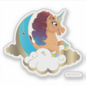 Sticker Divine la licorne | Lune et nuages (Devant)