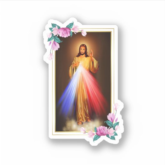 Sticker Divine Mercy Jesus Christ Sacred Heart Of Jesus Gi (Devant)