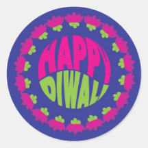 Sticker Diwali bleu rond
