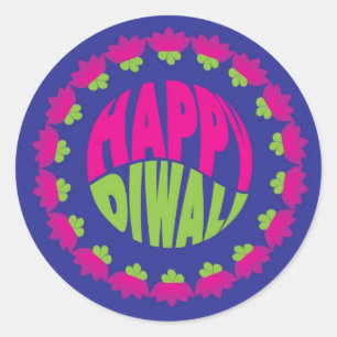Sticker Diwali bleu rond
