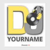 Sticker DJ de musique de nom personnalisé (Feuille)