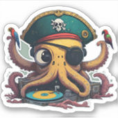 Sticker DJ Funky Octopus (Devant)