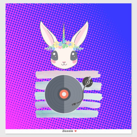 Sticker DJ Unicorn – Magical Party Vibes Design (Feuille)