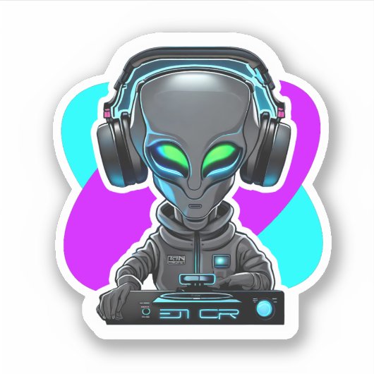 Sticker DJ vinyle Alien (Devant)