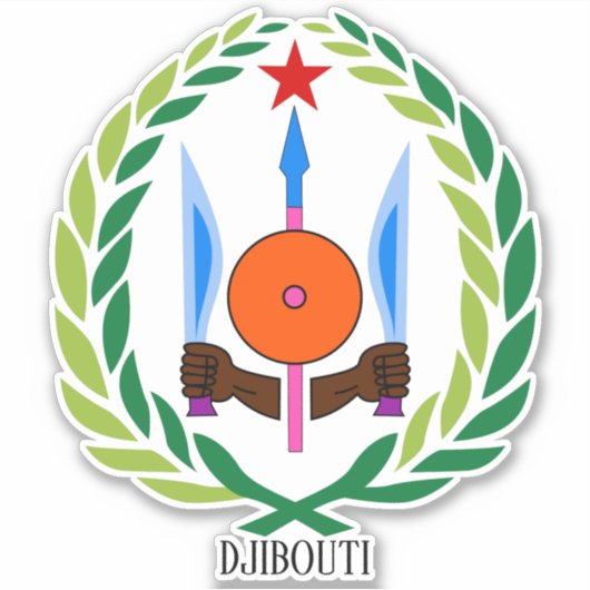 Sticker Djibouti Emblème national Patriotique (Devant)