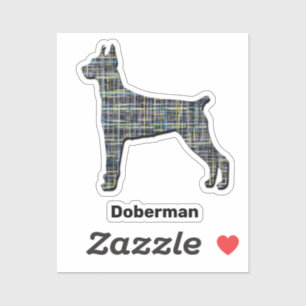 Sticker Doberman Chien Silhouette Jaune et Grille Noire