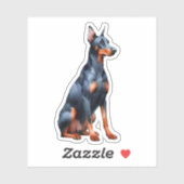 Sticker Doberman Pinscher assis (Feuille)