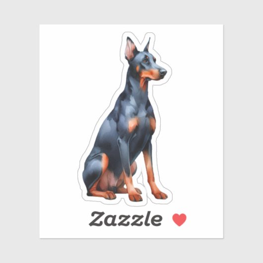 Sticker Doberman Pinscher assis (Feuille)