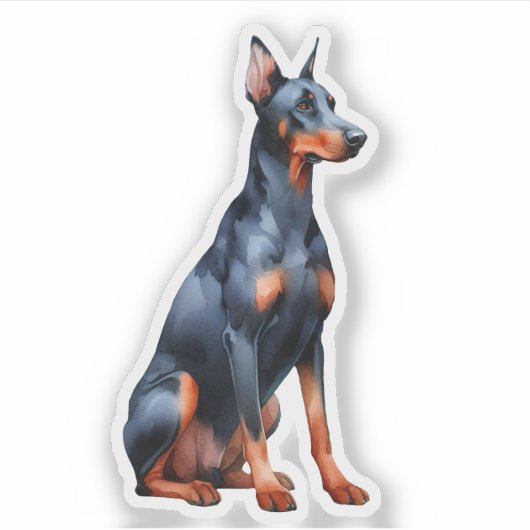 Sticker Doberman Pinscher assis (Devant)