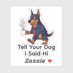 Sticker Doberman Pinscher drôle en costume cravate café