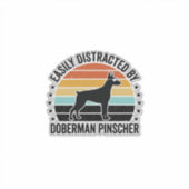 Sticker Doberman Pinscher Graphique Vintage Coucher de Sol (Devant)