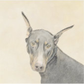 Sticker Doberman Pinscher Peinture - Art Chien original (Devant)