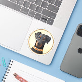 Sticker Doberman Pinscher Peinture non découpée Art origin (Ordinateur portable avec iPhone)