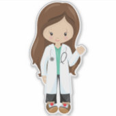 Sticker Docteur, Infirmière, Stethoscope, Manteau de labor (Devant)