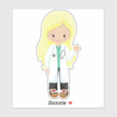 Sticker Docteur, Infirmière, Stéthoscope, Manteau de labor (Feuille)
