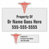 Sticker Docteur nom propriété symbole de cathétrie (Devant)