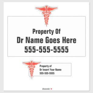 Sticker Docteur nom propriété symbole de cathétrie