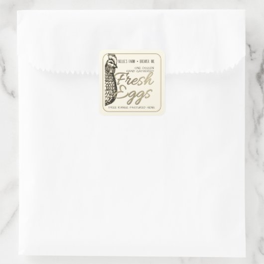 Sticker d'oeuf frais Rustique Hen Gold Text pour c (Sac)