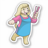 Sticker Dog as Hairdresser with Comb (Recto)