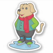 Sticker Dog at Ice skating with Ice skates (Devant)