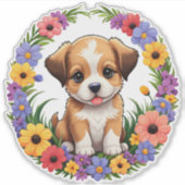 Sticker dog in flower arch (Devant)