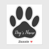 Sticker Dog Paw Print With Custom Name Personalized (Feuille)
