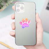 Sticker Dog Paw Print With Custom Name Watercolor (Téléphone)
