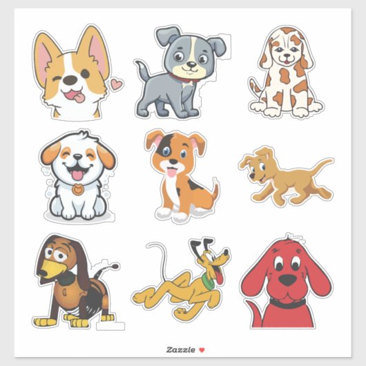 Sticker Doggie adorable Set-Parfait pour les amour (Feuille)