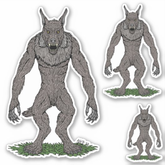 Sticker Dogman Cryptid ou Werewolf (Devant)