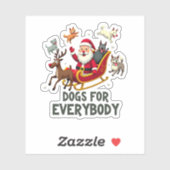 Sticker Dogs For Everybody Santa Funny Christmas Xmas (3) (Feuille)