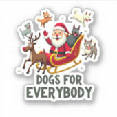 Sticker Dogs For Everybody Santa Funny Christmas Xmas (3) (Devant)