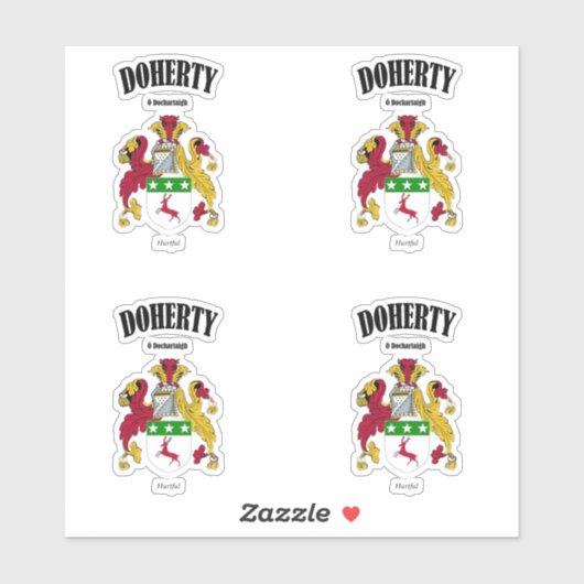 Sticker Doherty Crest Traduction et signification irlandai (Feuille)