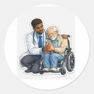 Sticker Dokter die Oudere Persoon Verzorgd
