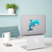 Sticker Dolphin adorable blue animal (Ordinateur portable sur le bureau)