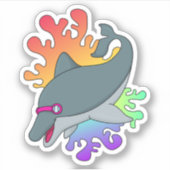 Sticker Dolphin at Swimming with Swimming goggles (Devant)
