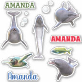 Sticker Dolphin Sea Life Set Nom Monogramme (Devant)