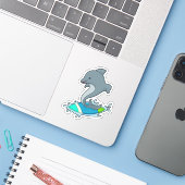 Sticker Dolpin comme Surfer avec Surfer (Ordinateur portable avec iPhone)