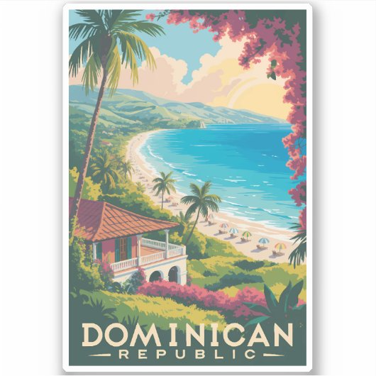 Sticker Dominican Republic Beach Illustration Travel Art (Devant)