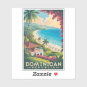 Sticker Dominican Republic Beach Illustration Travel Art (Feuille)
