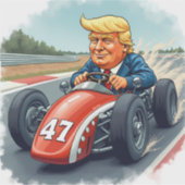 Sticker Donald Trump, champion de course automobile (Devant)