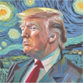 Sticker Donald Trump Starry Night Van Gogh Art Style 2024 (Devant)