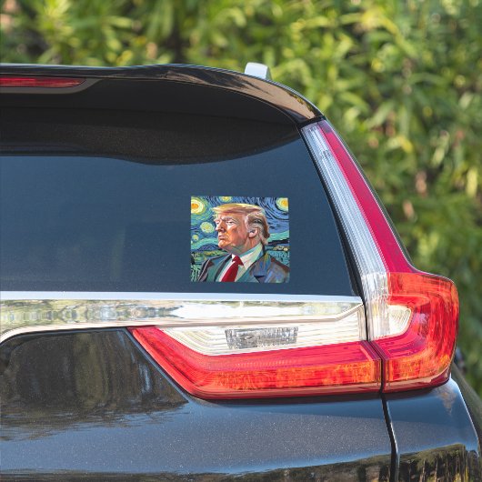 Sticker Donald Trump Starry Night Van Gogh Art Style 2024 (Côté voiture)