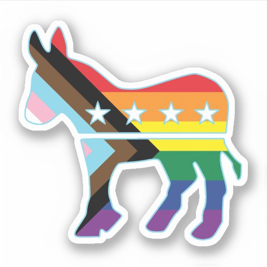 Sticker Donkey Progress Fierté Drapeau Démocrate (Devant)